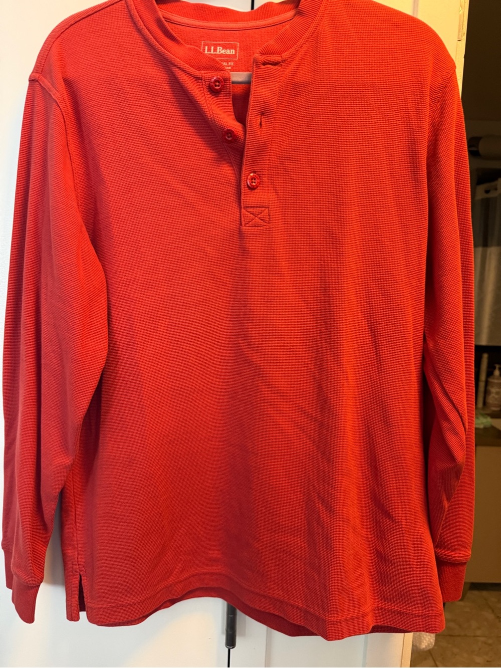 L.L. Bean Men's Red Long-Sleeve Henley